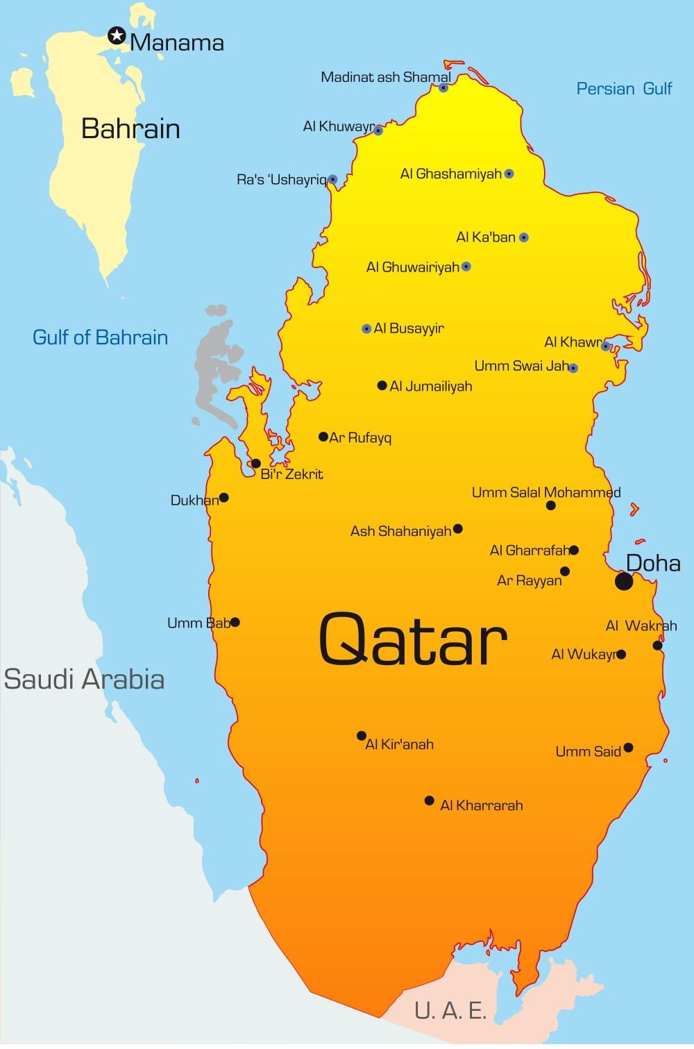 Mapa de la capital de qatar