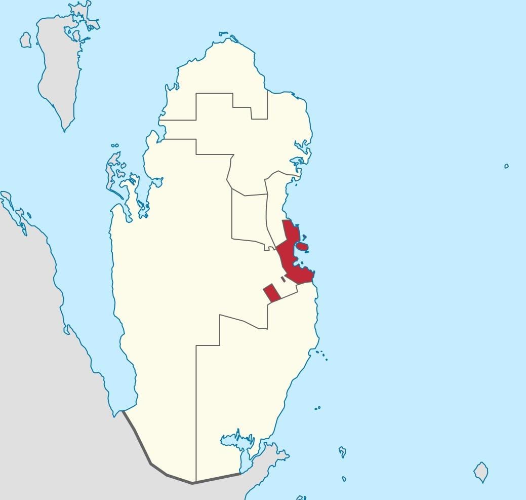 Mapa de doha, qatar ubicació al món
