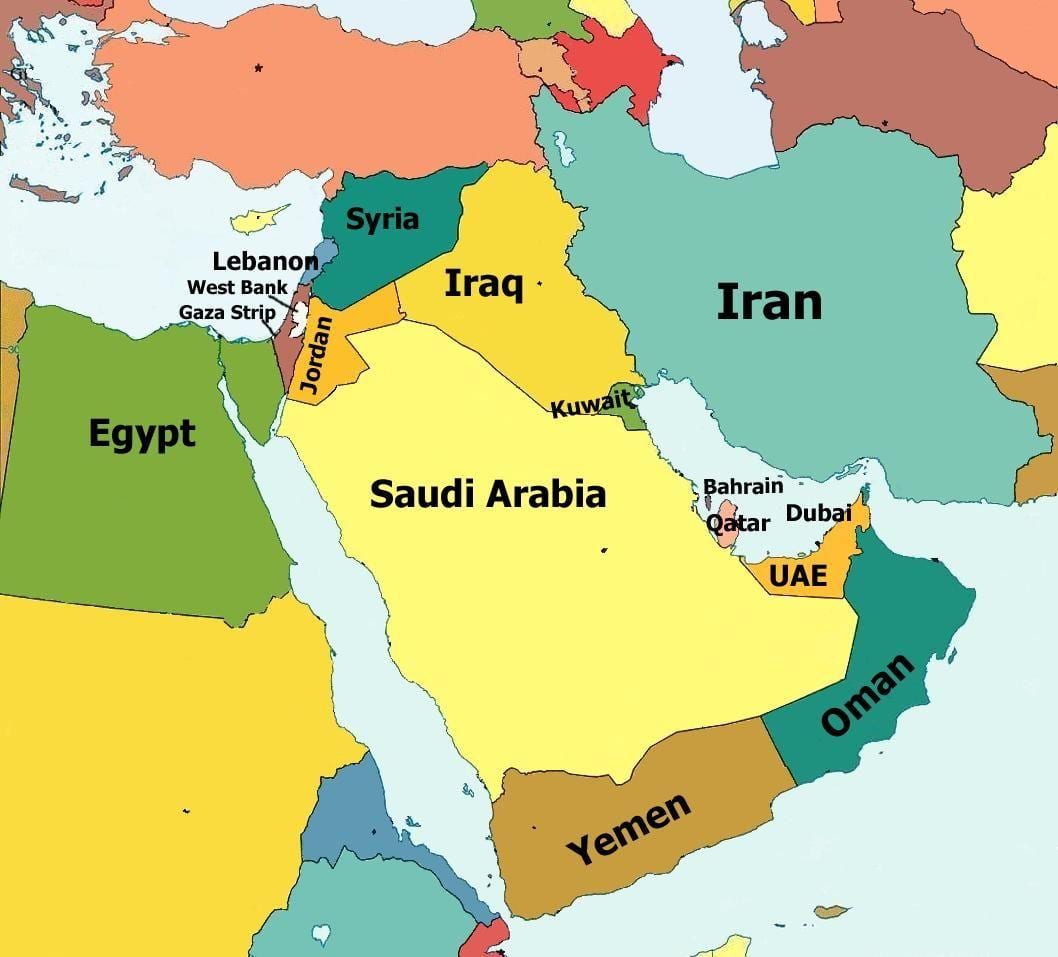 mapa de qatar i països de l'entorn