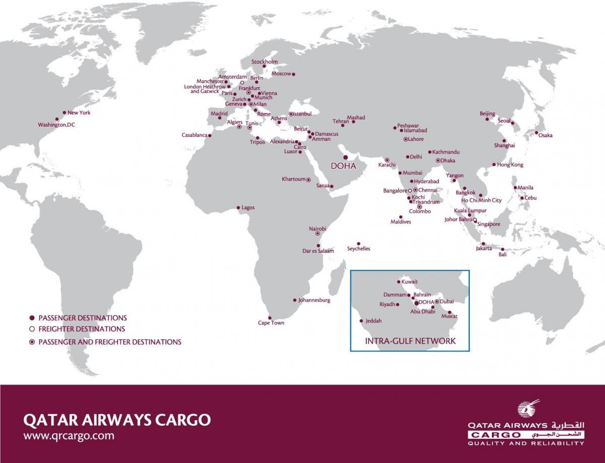 qatar airways mapa de la xarxa
