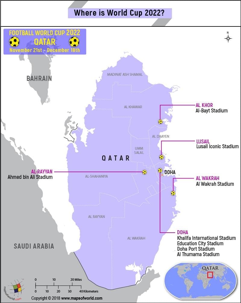 Mapa de qatar estadis de la copa del món 