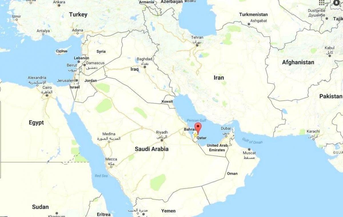 mapa del món que mostra qatar