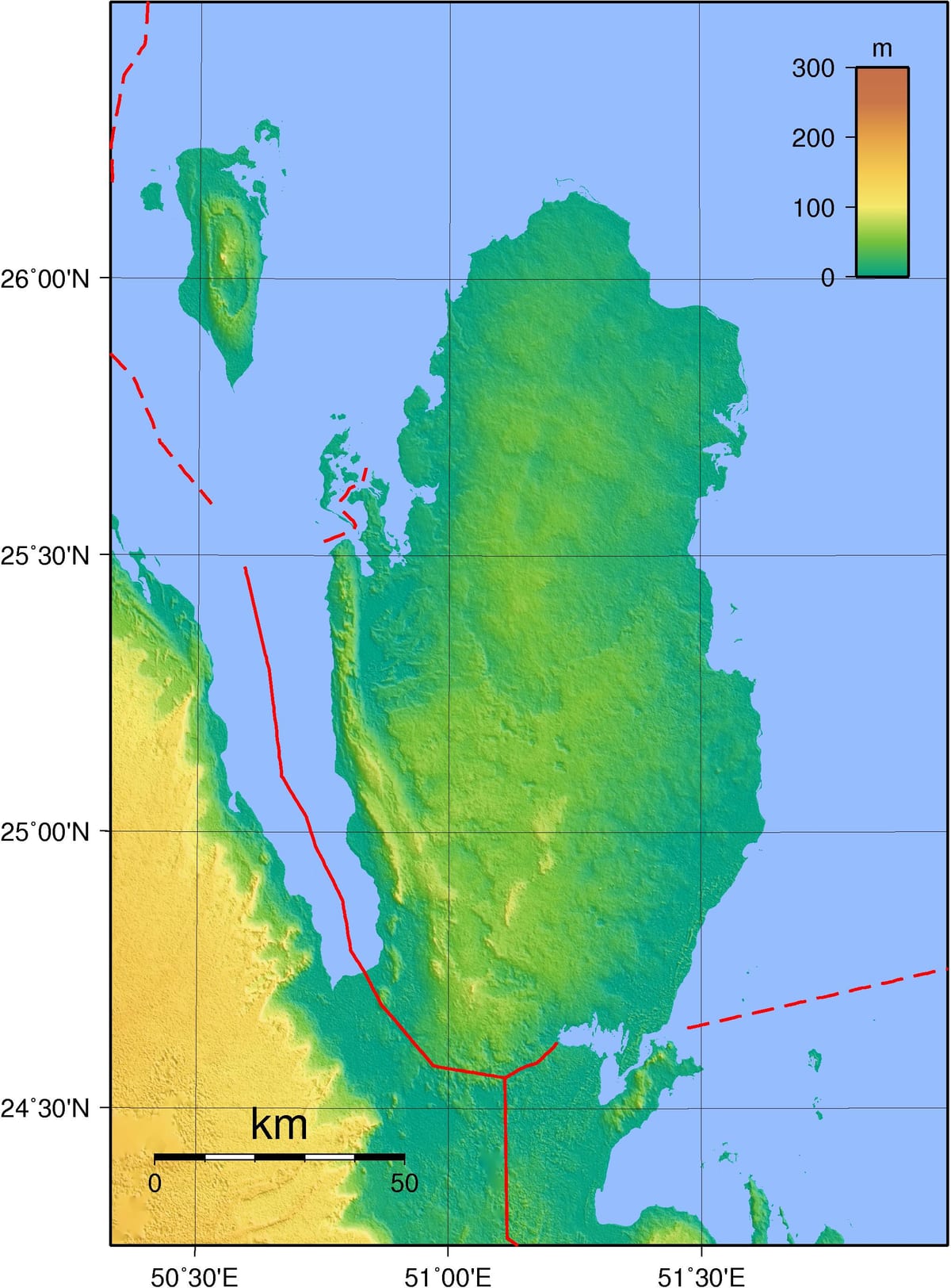 Mapa de qatar geografia