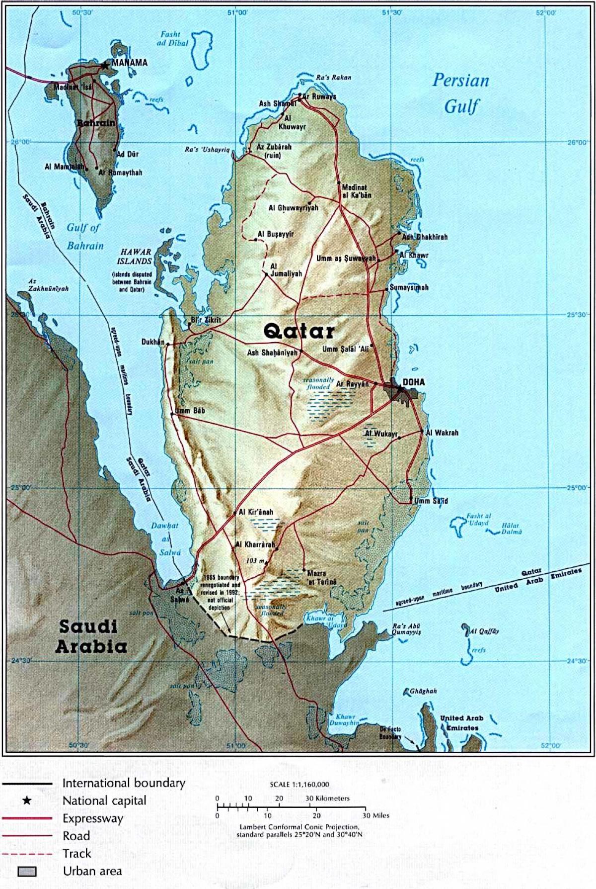 Mapa de qatar carretera 