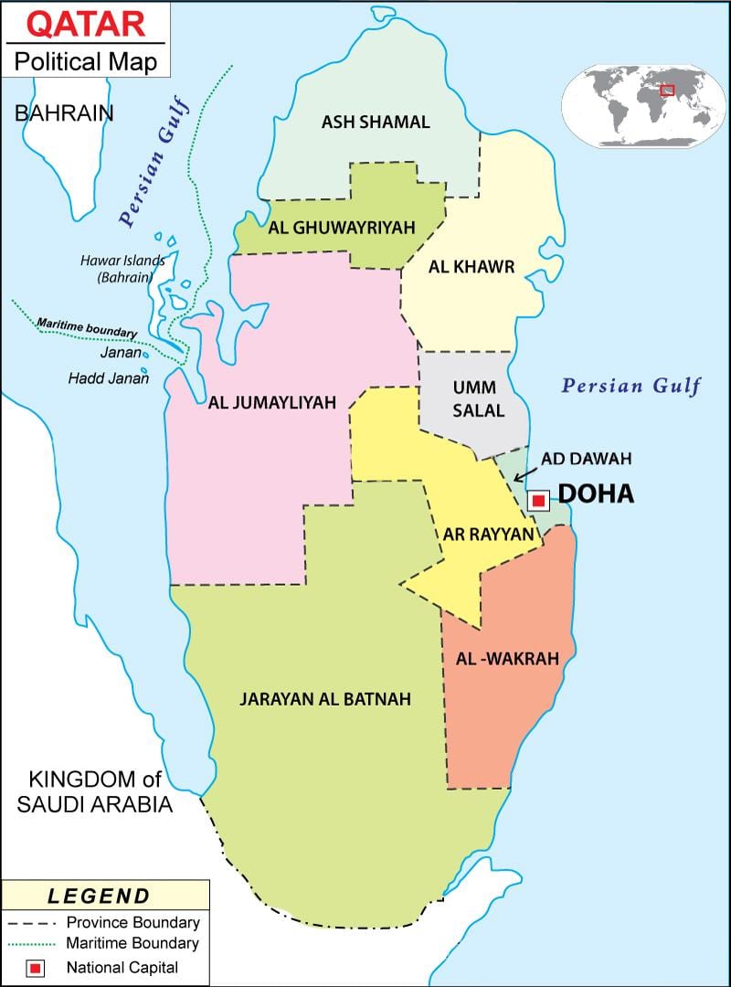 mapa de qatar regió